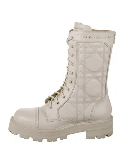 Pre-owned Dior Leather Combat Boots In Neutral