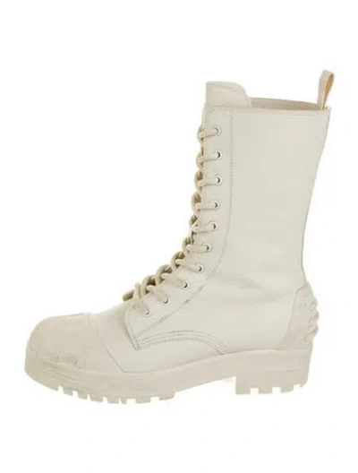 Pre-owned Dior Leather Combat Boots In White