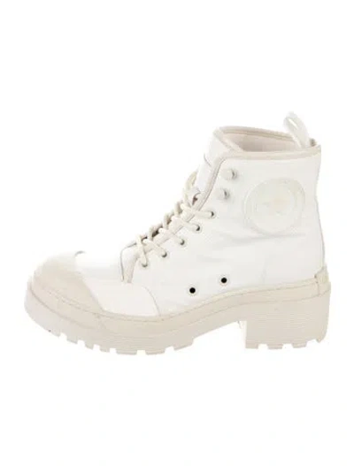 Pre-owned Dior Leather Combat Boots In White