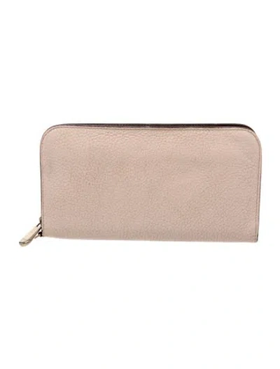 Pre-owned Dior Leather Continental Wallet In Neutrals