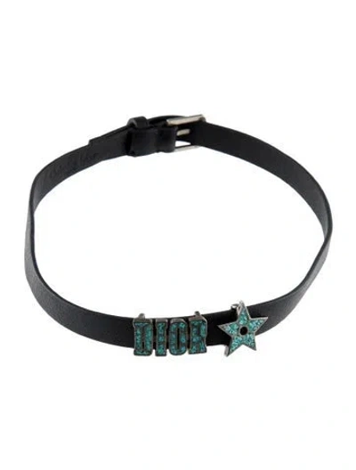 Pre-owned Dior Leather Convertible Choker Necklace, 13.5" In Multi
