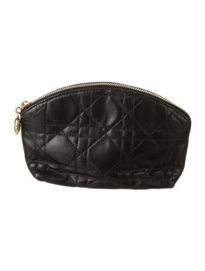 Pre-owned Dior Leather Cosmetics Bag In Black