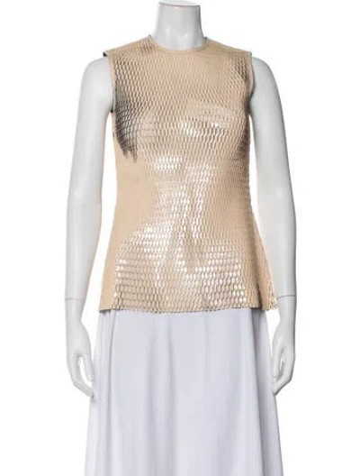 Pre-owned Dior Leather Crew Neck Top In Neutral