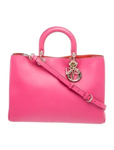 Pre-owned Dior Leather Crossbody Bag Large In Pink