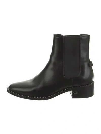 Pre-owned Dior Leather Crystal Embellishments Chelsea Boots In Black