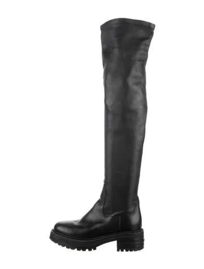 Pre-owned Dior Leather Crystal Embellishments Combat Boots In Black