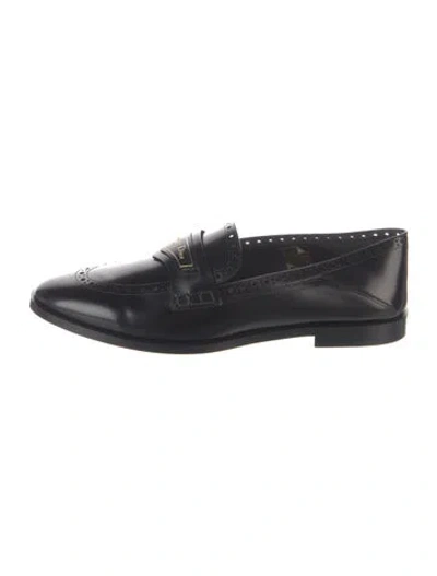 Pre-owned Dior Leather Crystal Embellishments Loafers In Black