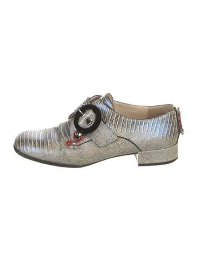 Pre-owned Dior Leather Crystal Embellishments Oxfords In Blue