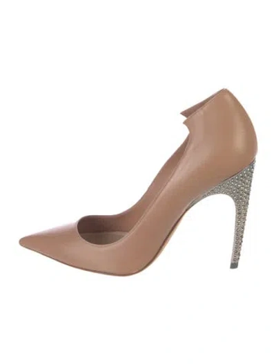 Pre-owned Dior Leather Crystal Embellishments Pumps In Neutral