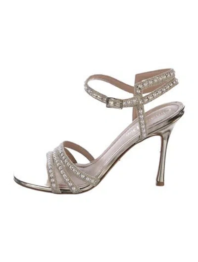 Pre-owned Dior Leather Crystal Embellishments Sandals