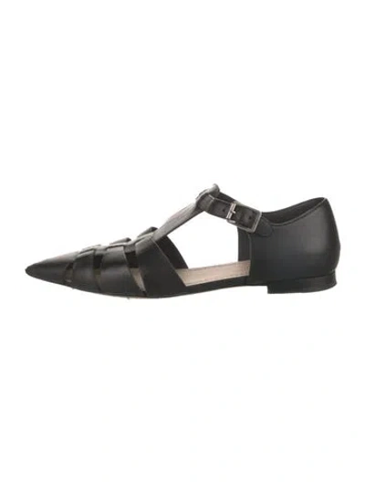 Pre-owned Dior Leather Cutout Accent Mary Jane Flats In Black