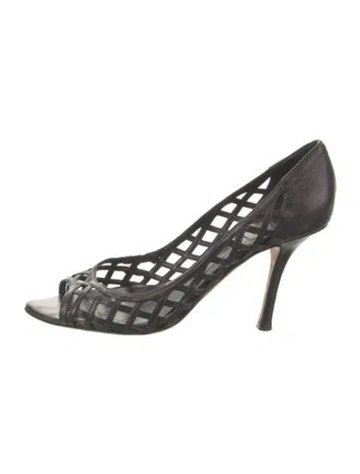 Pre-owned Dior Leather Cutout Accent Pumps In Black