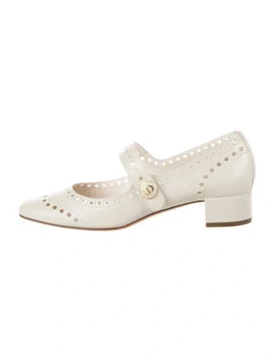 Pre-owned Dior Leather Cutout Accent Pumps W/ Tags In Neutral