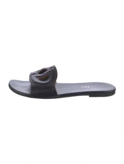 Pre-owned Dior Leather Cutout Accent Slides In Black