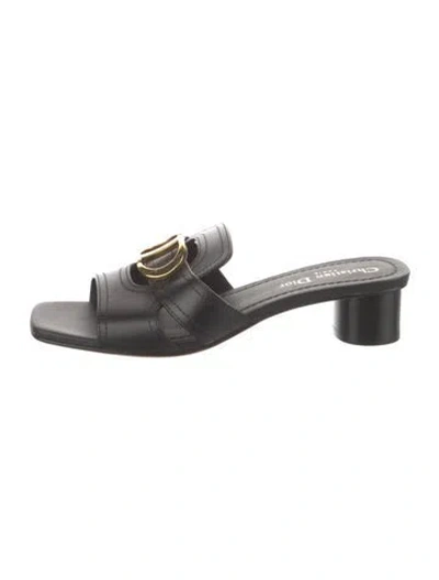 Pre-owned Dior Leather Cutout Accent Slides In Black