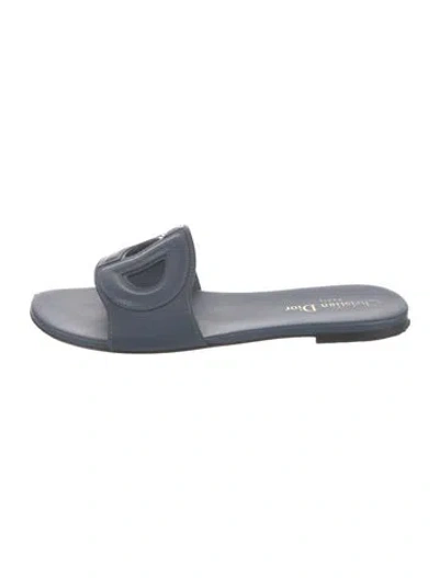 Pre-owned Dior Leather Cutout Accent Slides In Blue