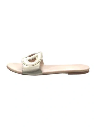Pre-owned Dior Leather Cutout Accent Slides In Gold/metallic