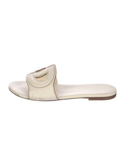 Pre-owned Dior Leather Cutout Accent Slides In Neutral