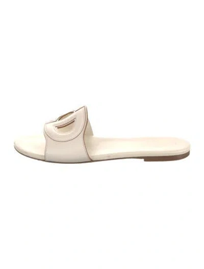 Pre-owned Dior Leather Cutout Accent Slides In Neutral