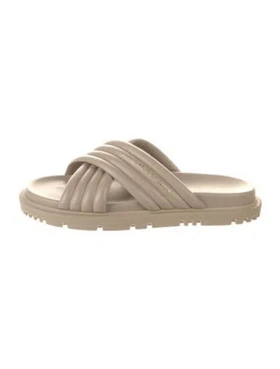 Pre-owned Dior Leather Cutout Accent Slides In Neutral