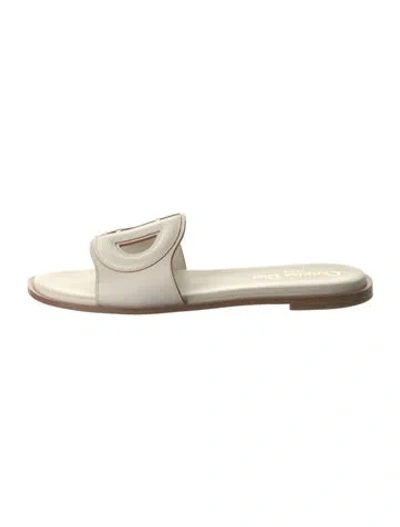 Pre-owned Dior Leather Cutout Accent Slides In Neutral
