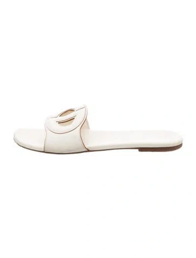 Pre-owned Dior Leather Cutout Accent Slides In Neutrals