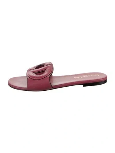 Pre-owned Dior Leather Cutout Accent Slides In Red