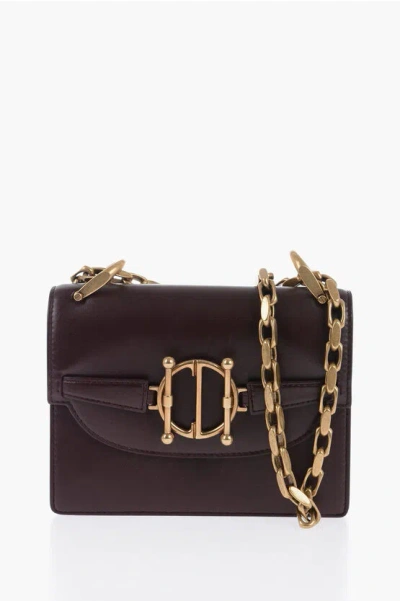 Dior Leather  Direction Bag With Chain Shoulder Strap And Gol In Burgundy