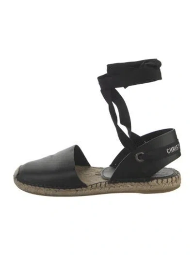 Pre-owned Dior Leather D'orsay Flats In Black