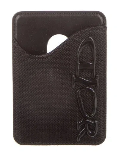 Pre-owned Dior Leather Embroidered Card Holder In Black
