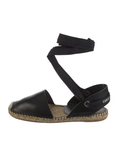 Pre-owned Dior Leather Espadrilles In Black