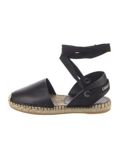 Pre-owned Dior Leather Espadrilles In Black