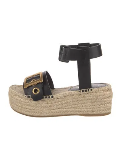 Pre-owned Dior Leather Espadrilles In Black/gold