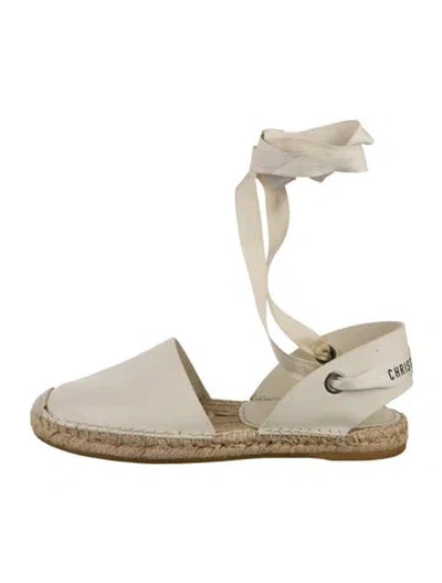 Pre-owned Dior Leather Espadrilles In White