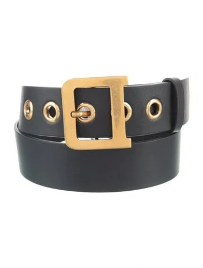 Pre-owned Dior Leather Eyelet Trim Belt In Black