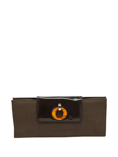 Pre-owned Dior Leather Flap Clutch Bag In Brown