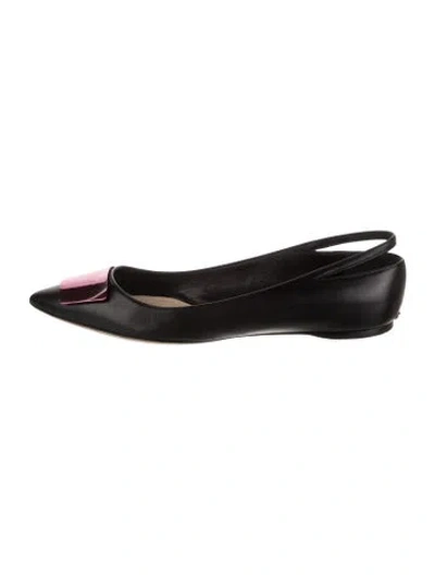 Pre-owned Dior Leather Flats In Black