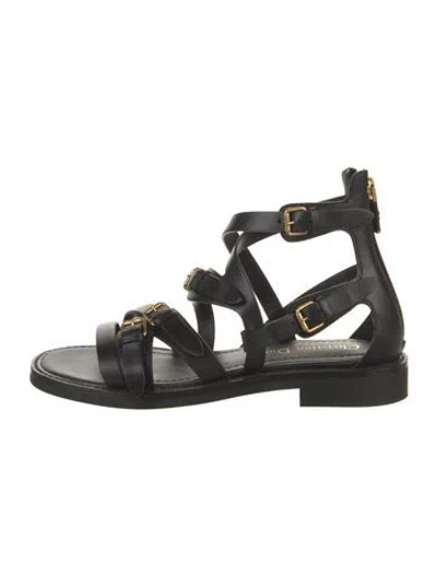 Pre-owned Dior Leather Flats In Black