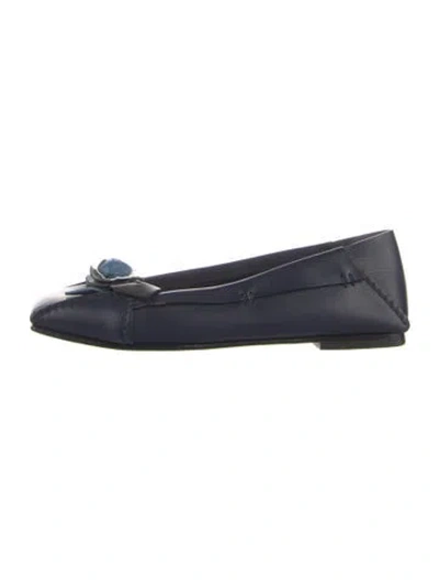 Pre-owned Dior Leather Flats In Blue