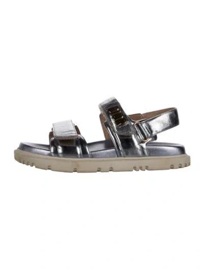 Pre-owned Dior Leather Flats In Silver