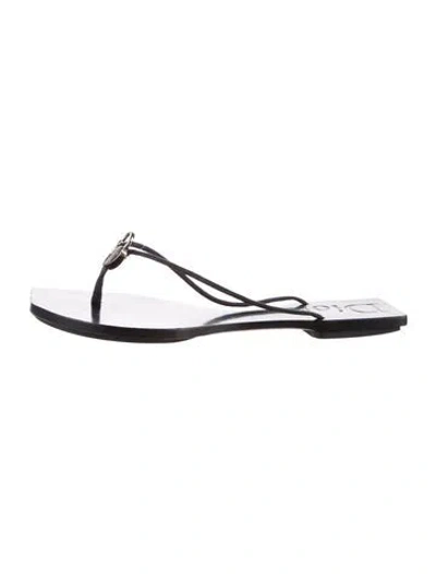 Pre-owned Dior Leather Flip Flops In Black