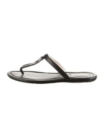 Pre-owned Dior Leather Flip Flops In Black