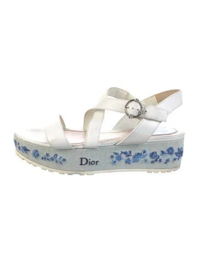 Pre-owned Dior Leather Floral Print Sandals In Multi