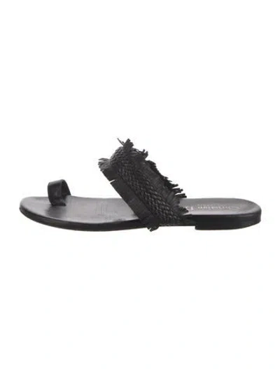 Pre-owned Dior Leather Fringe Trim Accent Slides In Black