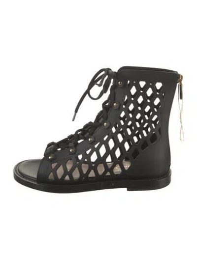 Pre-owned Dior Leather Gladiator Sandals In Black