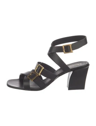 Pre-owned Dior Leather Gladiator Sandals In Black