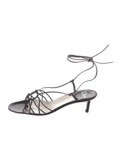 Pre-owned Dior Leather Gladiator Sandals In Black