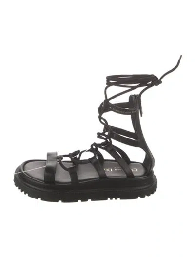 Pre-owned Dior Leather Gladiator Sandals In Black