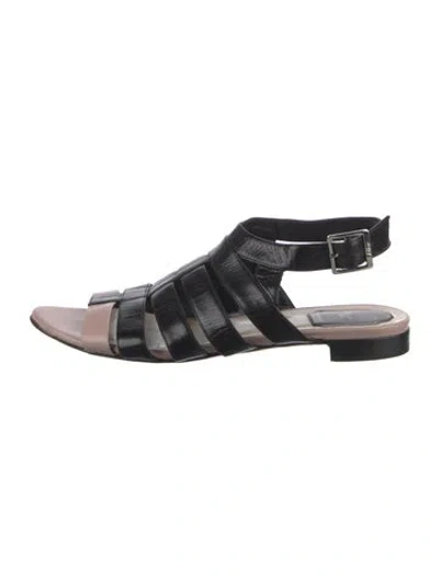 Pre-owned Dior Leather Gladiator Sandals In Black
