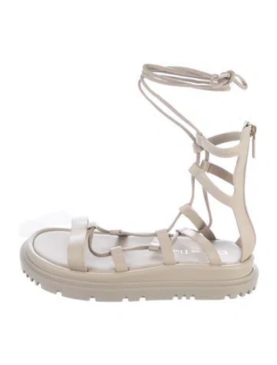 Pre-owned Dior Leather Gladiator Sandals In Neutrals